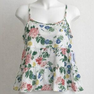 Old Navy Girls Floral Tank Top M (8) NWT Tiered Ruffle Sleeveless 100% Cotton